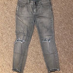 free people army green distressed cropped jeans